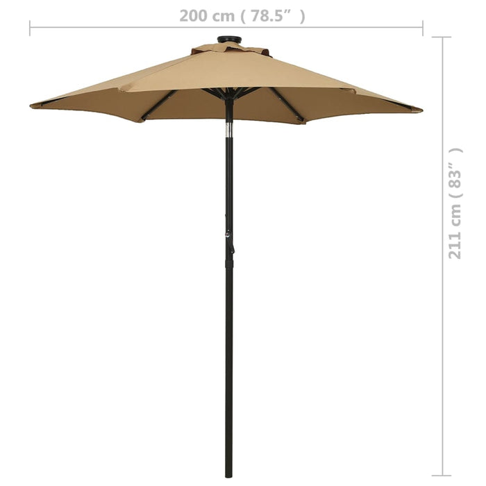 VXL Umbrella With LED Lights Taupe Gray Aluminum 200X211 Cm