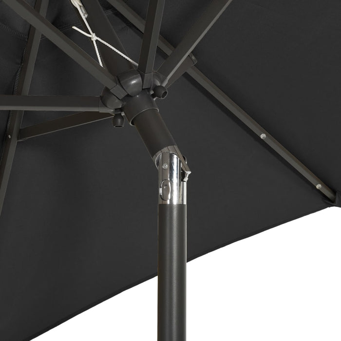 VXL Black Aluminum Umbrella With Led Lights 200X211 Cm