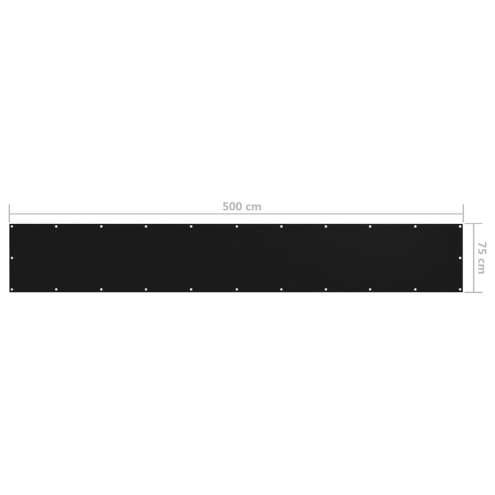 VXL Balcony Awning Black Oxford Fabric 75X500 Cm