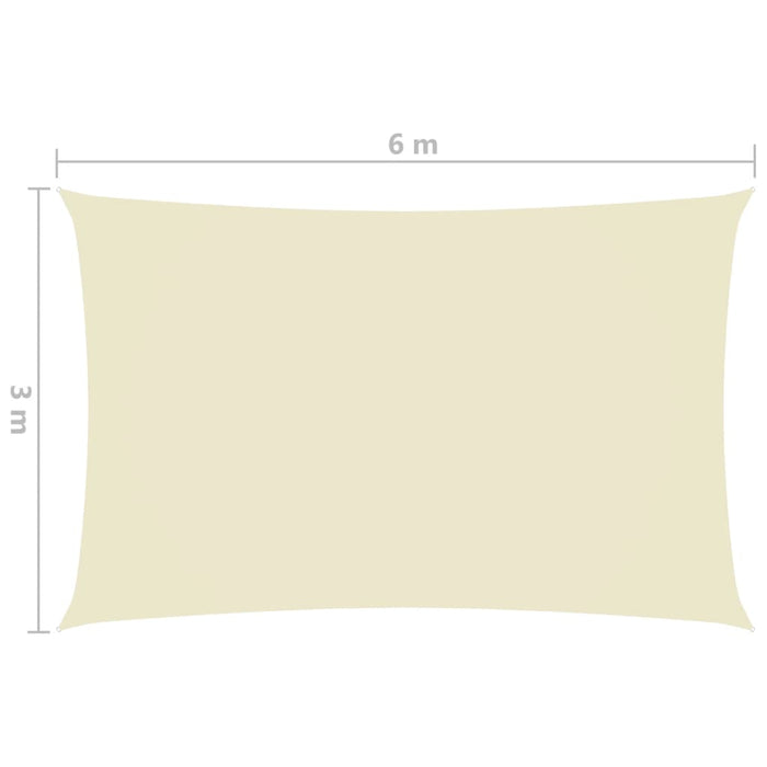 VXL Toldo de vela rectangular tela oxford color crema 3x6 m
