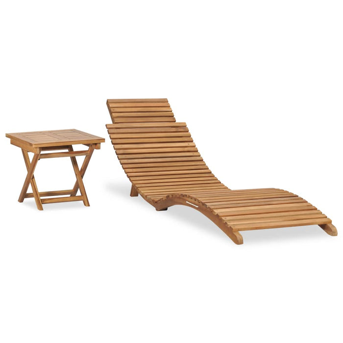 VXL Folding Sun Lounger with Solid Teak Wood Table