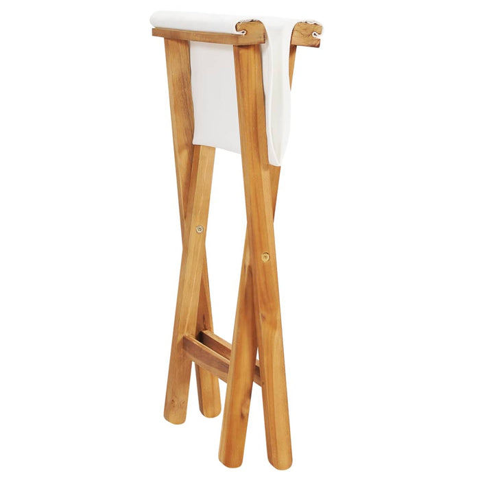 VXL Folding Chairs 2 Pcs Solid Teak Wood Cream White Fabric