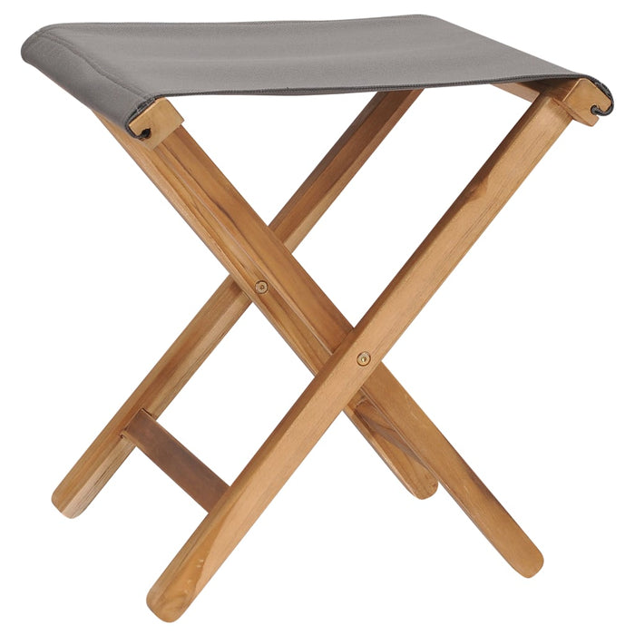 VXL Folding Chairs 2 Pcs Solid Teak Wood and Dark Gray Fabric