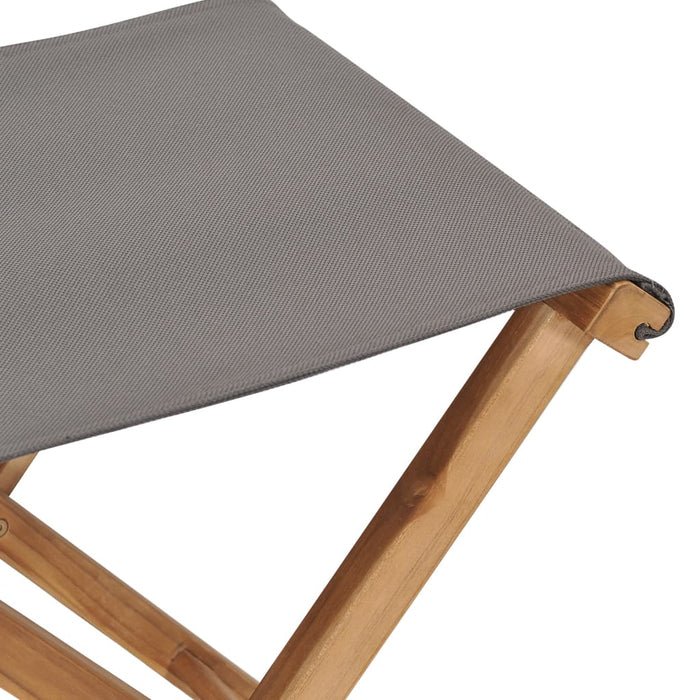 VXL Folding Chairs 2 Pcs Solid Teak Wood and Dark Gray Fabric
