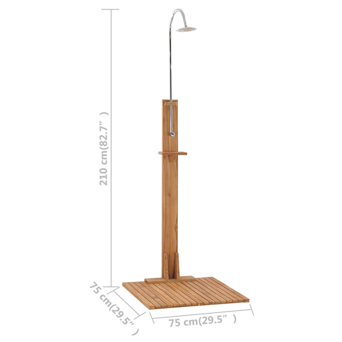VXL Solid Teak Wood Garden Shower 75x75x210 cm