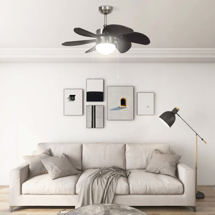 VXL Ceiling Fan with Lamp Dark Brown 76 Cm