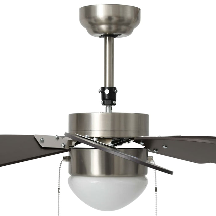 VXL Ceiling Fan with Lamp Dark Brown 76 Cm