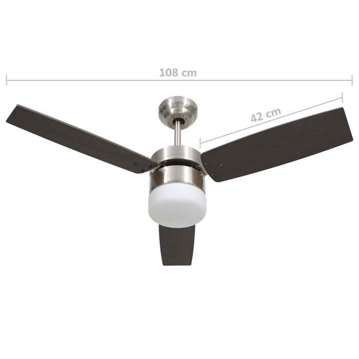 VXL Ceiling Fan Lamp Remote Control Dark Brown 108Cm