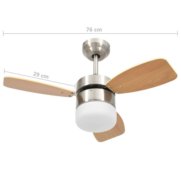 VXL Ceiling Fan Lamp Remote Control Light Brown 76 Cm