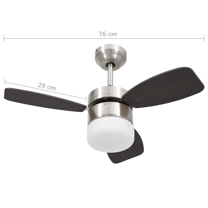 VXL Ceiling Fan Lamp Remote Control Dark Brown 76 Cm