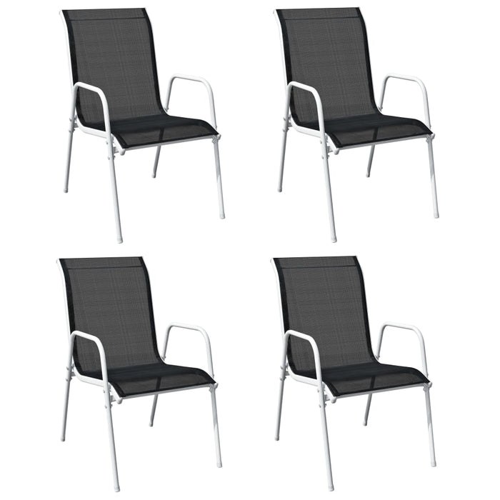 VXL Stackable Garden Chairs 4 Units Steel and Textilene Black