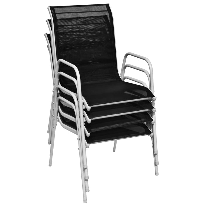 VXL Stackable Garden Chairs 4 Units Steel and Textilene Black