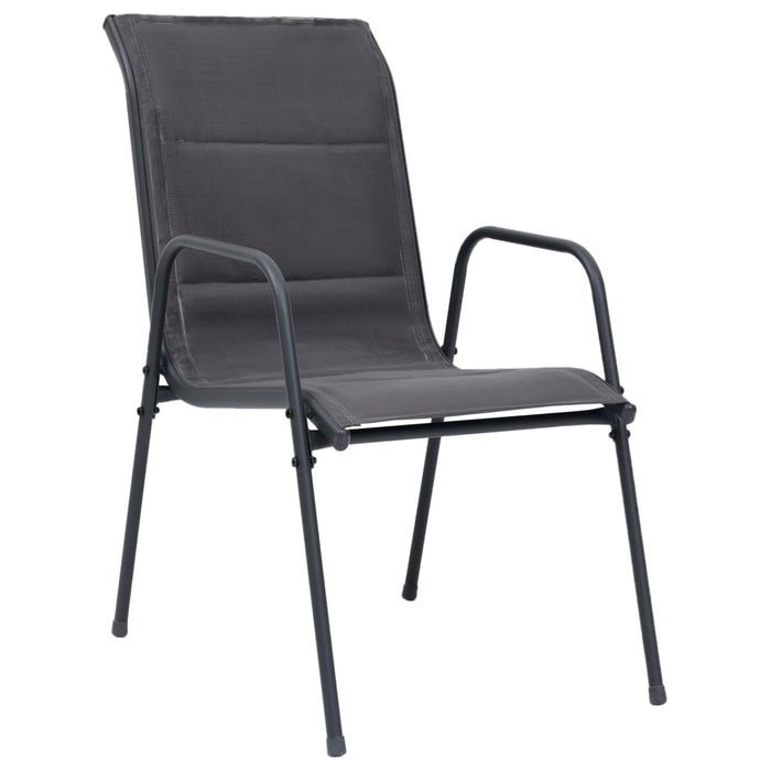 VXL Stackable Garden Chairs 6 Pcs Textilene Steel Anthracite Gray