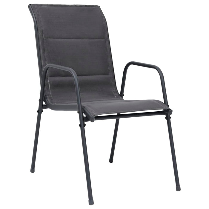 VXL Stackable Garden Chairs 4 Pcs Textilene Steel Anthracite Gray