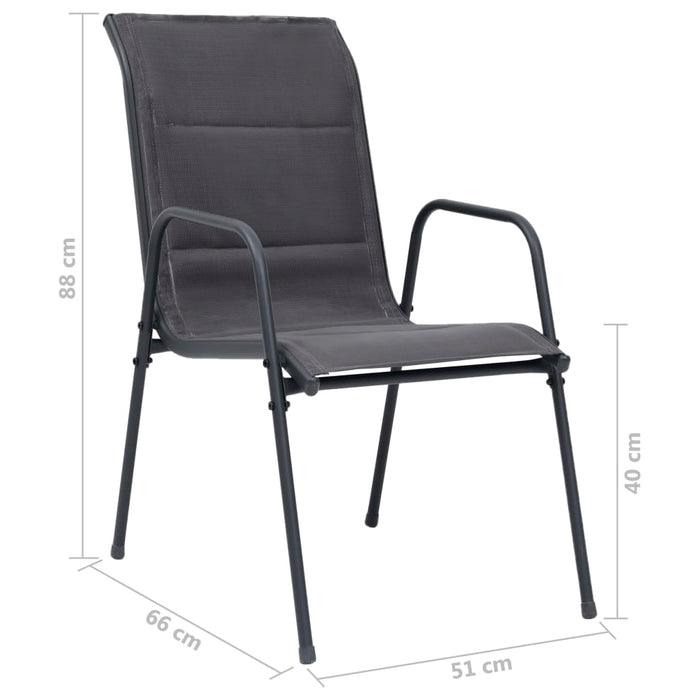 VXL Stackable Garden Chairs 4 Pcs Textilene Steel Anthracite Gray