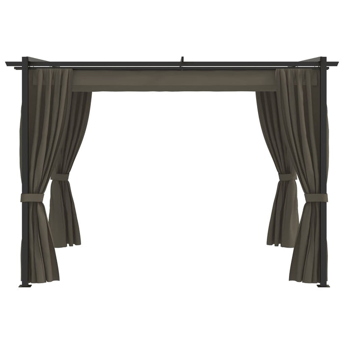 VXL Gazebo With Taupe Gray Steel Curtains 3X3 M