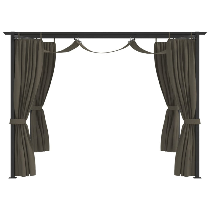 VXL Gazebo With Taupe Gray Steel Curtains 3X3 M