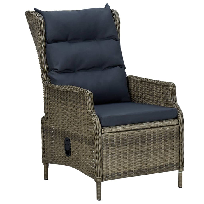 VXL Garden Recliner with Cushions Brown Synthetic Rattan