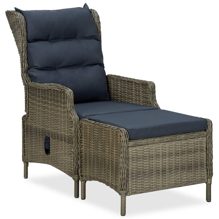 VXL Garden Recliner and Footstool Brown Synthetic Rattan