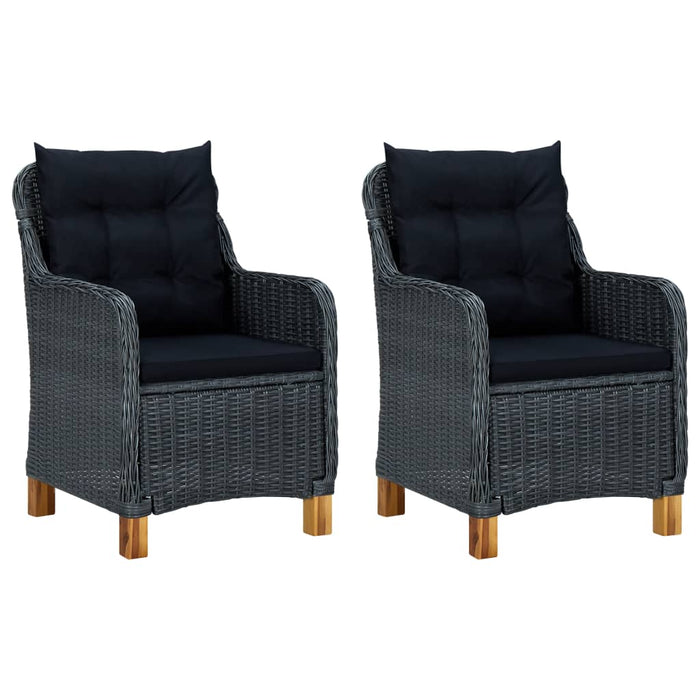 VXL Garden Chairs 2 Pcs Cushions Dark Gray Synthetic Rattan