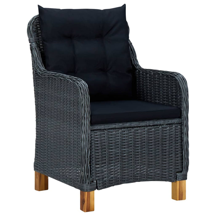 VXL Garden Chairs 2 Pcs Cushions Dark Gray Synthetic Rattan