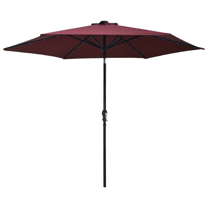VXL Garden Umbrella with Led Lights Steel Pole Burgundy Red 300Cm