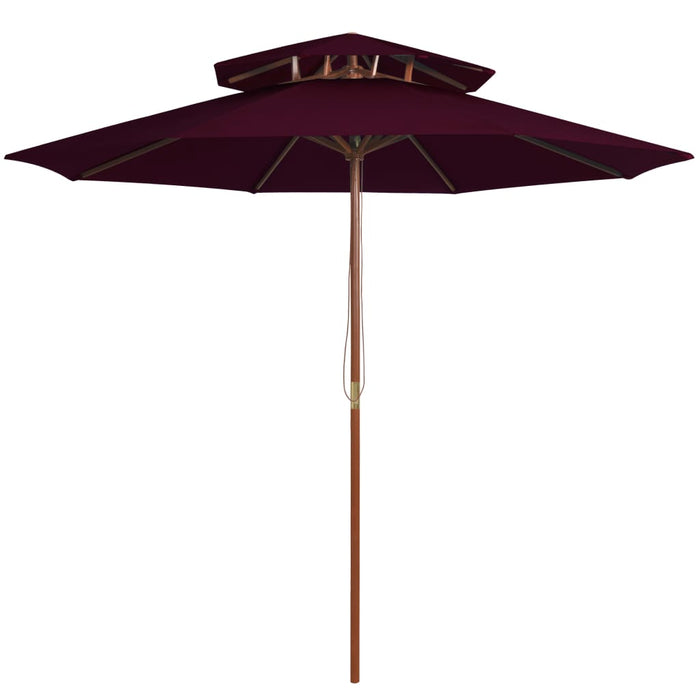 VXL Two-Story Umbrella Wooden Pole Burgundy 270 Cm