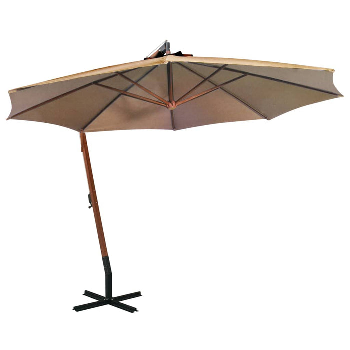 VXL Hanging Umbrella With Fir Wood Pole Gray Taupe 3.5X2.9 M