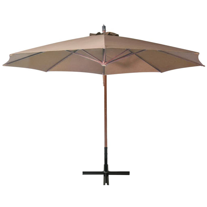 VXL Hanging Umbrella With Fir Wood Pole Gray Taupe 3.5X2.9 M