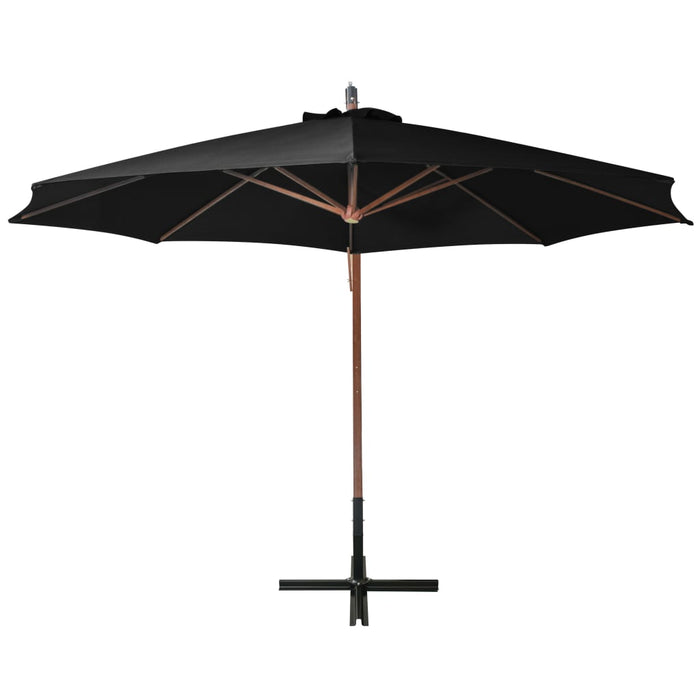 VXL Hanging Umbrella with Solid Black Fir Wood Pole 3.5X2.9 M