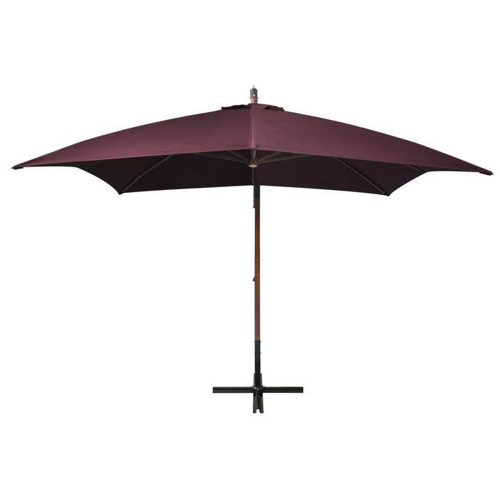 VXL Hanging Umbrella with Burgundy Red Fir Wood Pole 3X3M