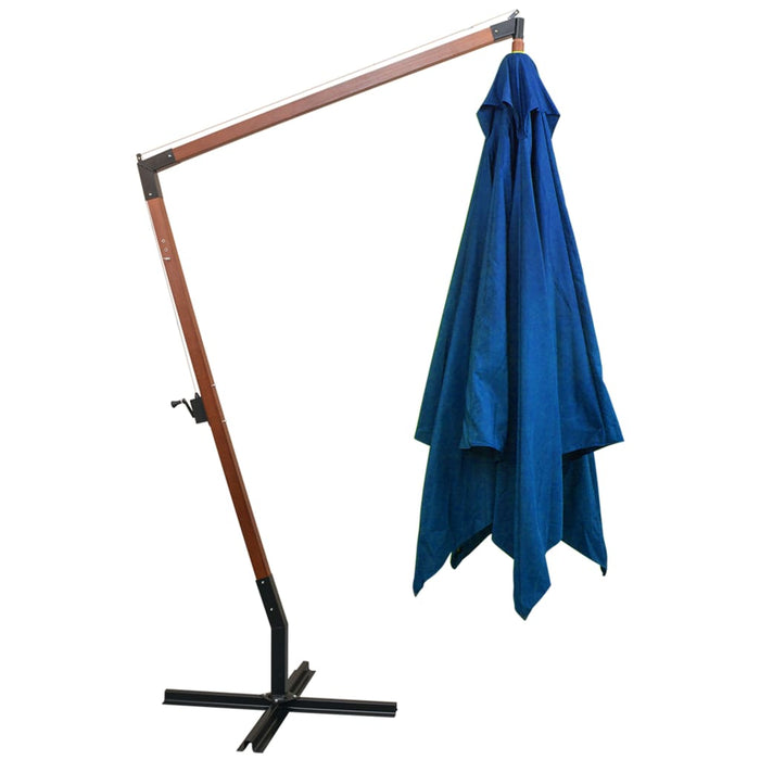 VXL Hanging Umbrella with Fir Wood Pole Light Blue 3X3 M