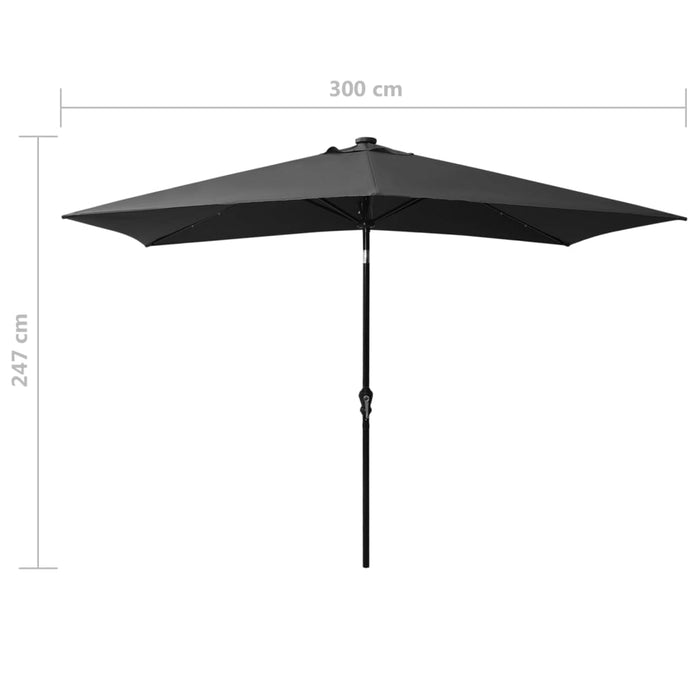 VXL Parasol With Led And Steel Pole Anthracite Gray 2X3 M