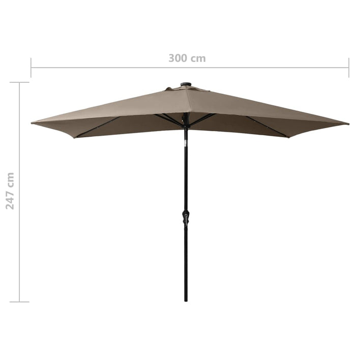 VXL Umbrella With Led And Taupe Gray Steel Pole 2X3 M