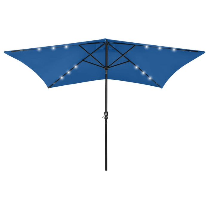 VXL Parasol With Led And Steel Pole Azure Blue 2X3 M