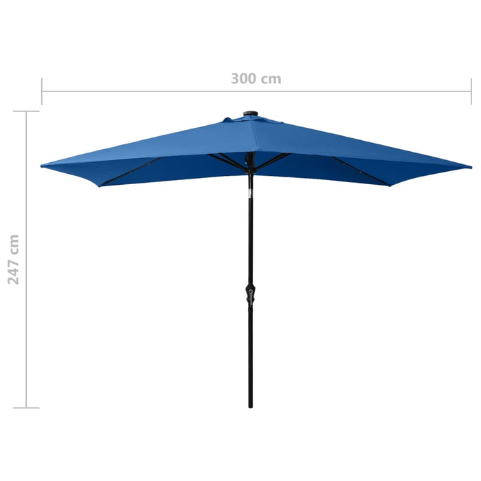 VXL Parasol With Led And Steel Pole Azure Blue 2X3 M