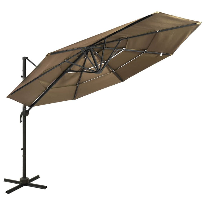 VXL 4 Tier Umbrella With Taupe Gray Aluminum Pole 3X3 M