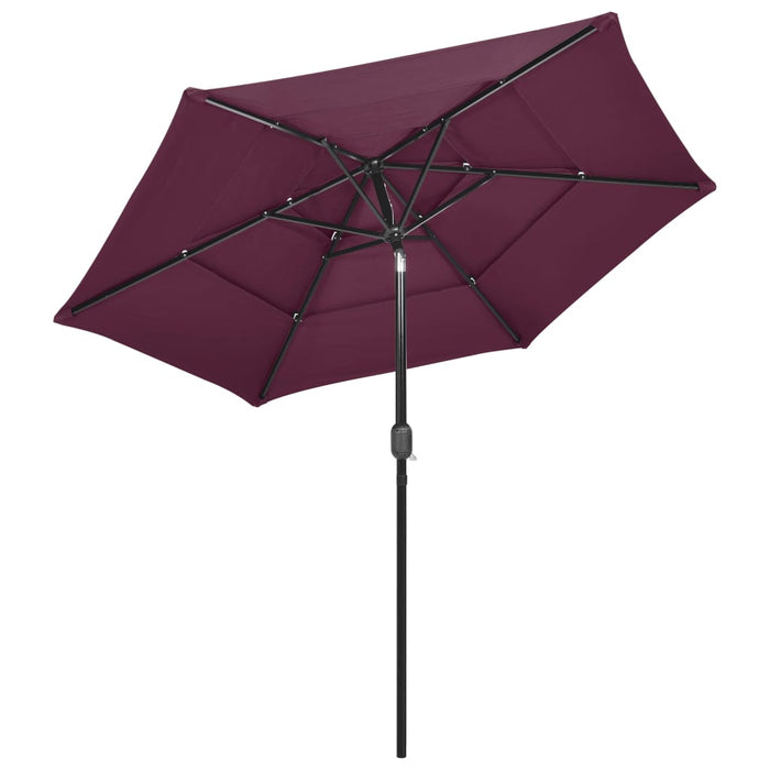 VXL 3 Tier Umbrella With Aluminum Pole Burgundy 2.5 M