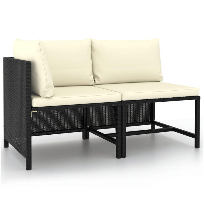 VXL 2-Piece Garden Sofa Set and Cushions Black Synthetic Rattan