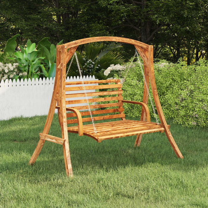VXL Curved Solid Wood Swing with Teak Finish