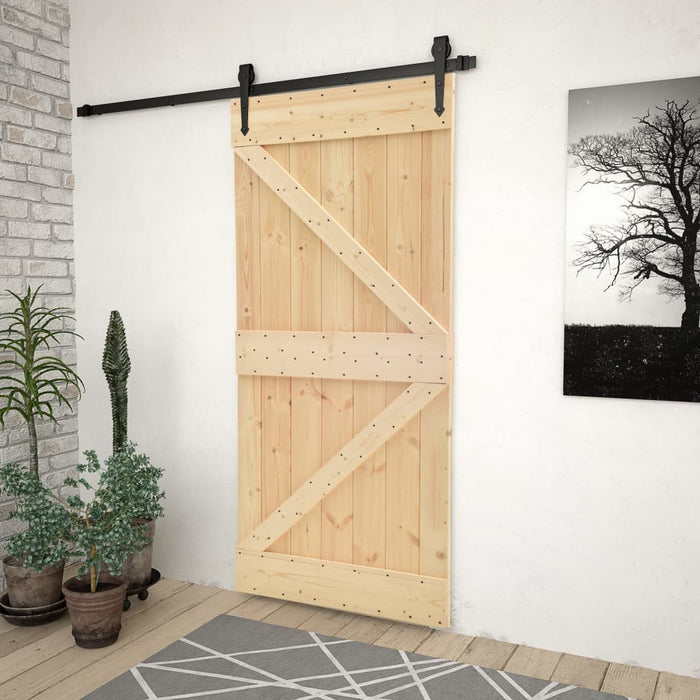 VXL Sliding door with solid pine wood fittings 90x210 cm