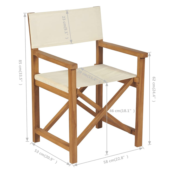 VXL Folding Director's Chairs 2 Units Solid Teak Wood