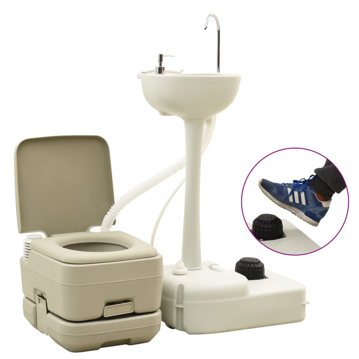 VXL 10+10L toilet set and 20L portable camping sink gray