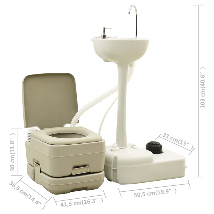 VXL Set de inodoro 10+10L y lavabo portátil de camping 20L gris — Bañoidea