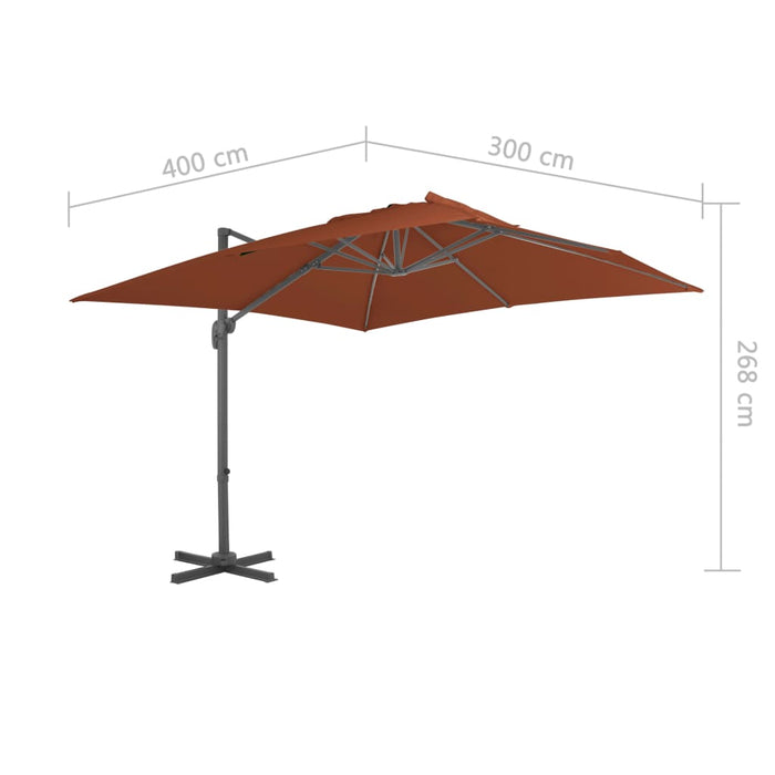 VXL Cantilever Umbrella with Terracotta Aluminum Pole 400X300 Cm