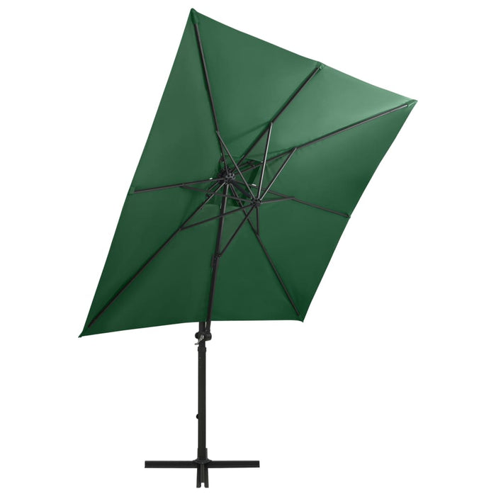 VXL Cantilever Umbrella With Pole And Led Lights 250 Cm Green
