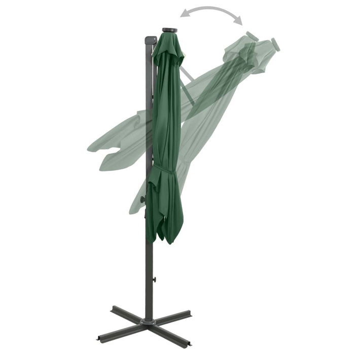 VXL Cantilever Umbrella With Pole And Led Lights 250 Cm Green