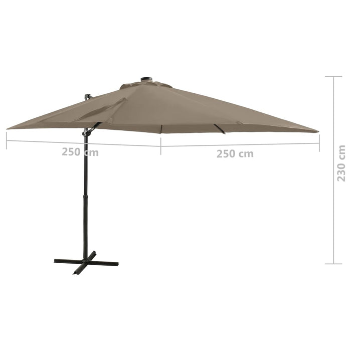 VXL Cantilever Umbrella With Pole And Led Lights 250 Cm Taupé