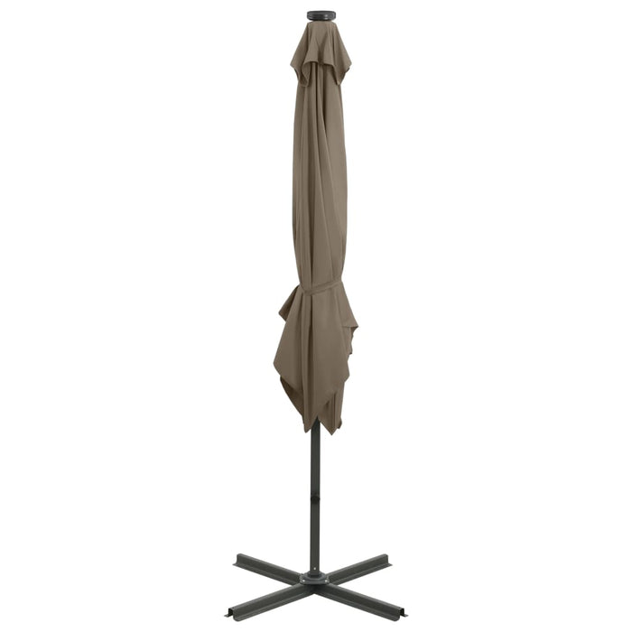 VXL Cantilever Umbrella With Pole And Led Lights 250 Cm Taupé