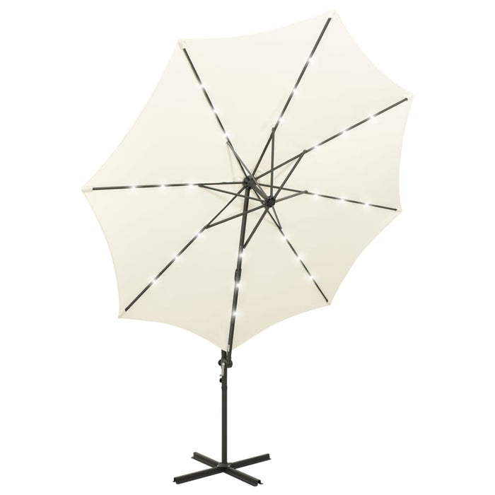 VXL Cantilever Umbrella With Pole And Led Lights 300 Cm Sand